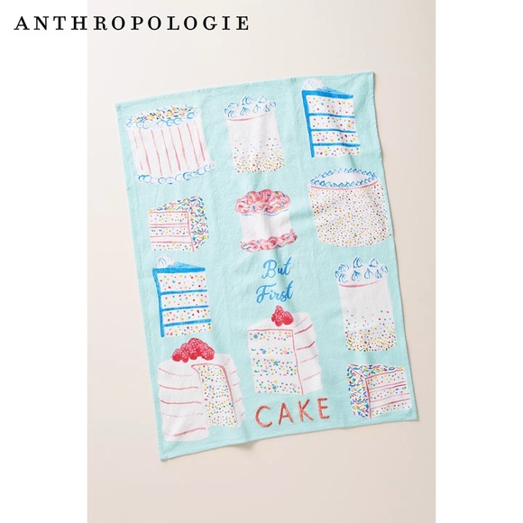 Anthropologie Other - Anthropologie ‘But First’ Cake Pattern Tea Towel